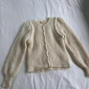 Sezane cream cardigan with waffles